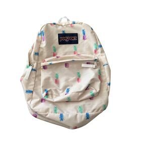Jansport Superbreak Pineapple Print Backpack Beige White Multicolor Fruit Cute